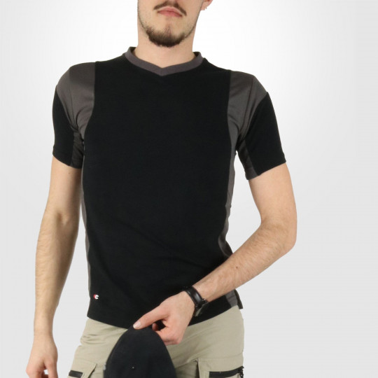 T shirt travail homme Cofra Java anthracite noir
