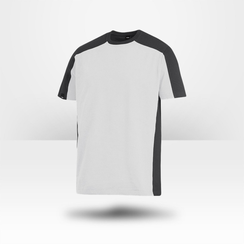 T-shirt bicolore blanc 100% coton FHB Marc