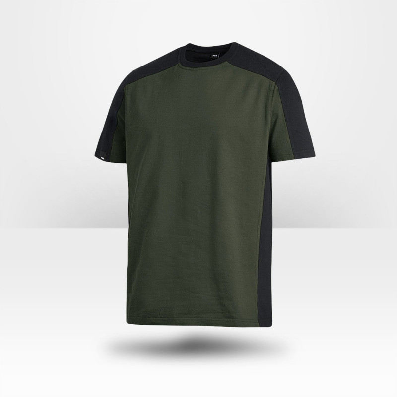 T-shirt bicolore vert 100% coton FHB Marc