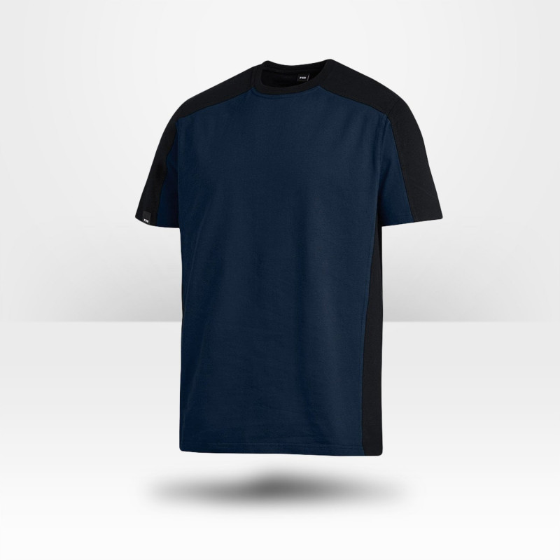 T-shirt bicolore bleu 100% coton FHB Marc