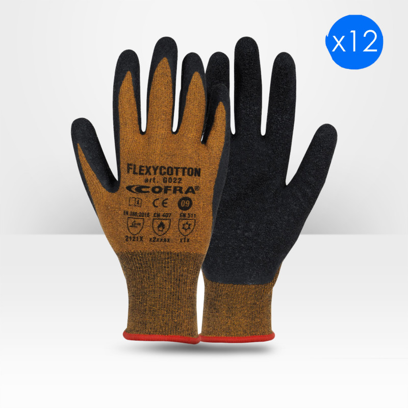 Gants de protection hiver Cofra Flexycotton (lot de 12)