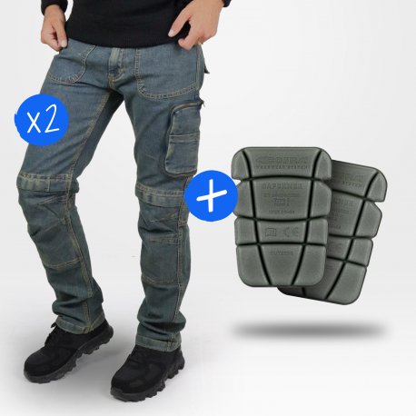 Pack économique 2 jeans + genouillères offertes !