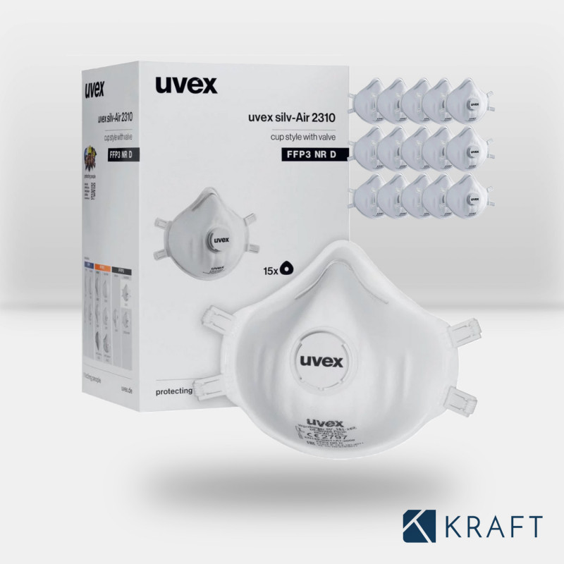Boîte de 15 masques respiratoires avec soupape Uvex FFP3
