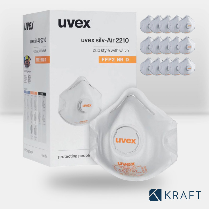 Boîte de 15 masques respiratoires avec soupape Uvex FFP2