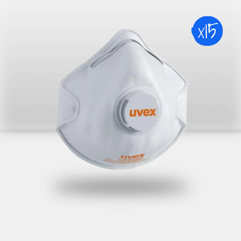 Boîte de 15 masques respiratoires avec soupape Uvex FFP2