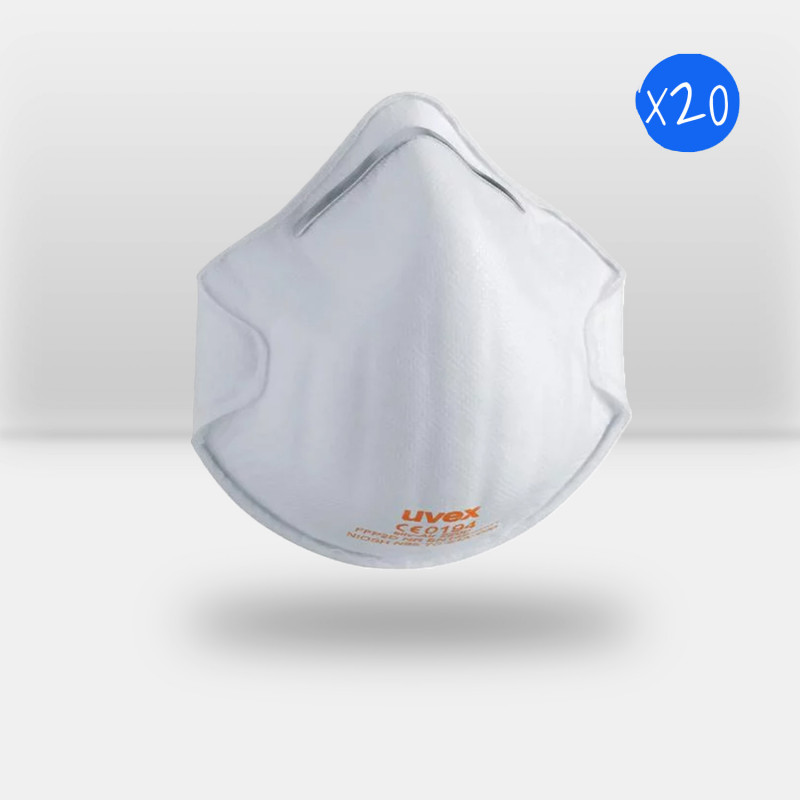 Boîte de 20 masques respiratoires pliables Uvex FFP2